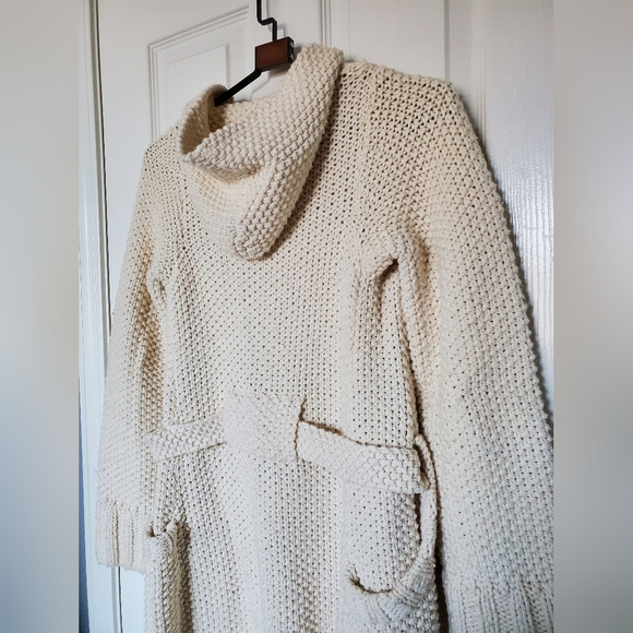 Plenty by Tracy Reese Long-Line Chunky Cream Hooded Cardigan - Picture 2 of 6